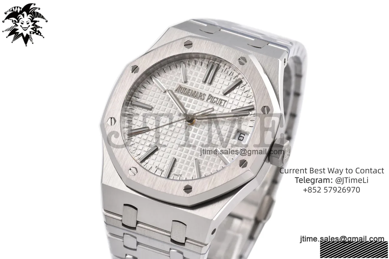 Royal Oak 41mm 15510 SS JF 1:1 Best Edition White Dial on SS Bracelet SA4302 Super Clone