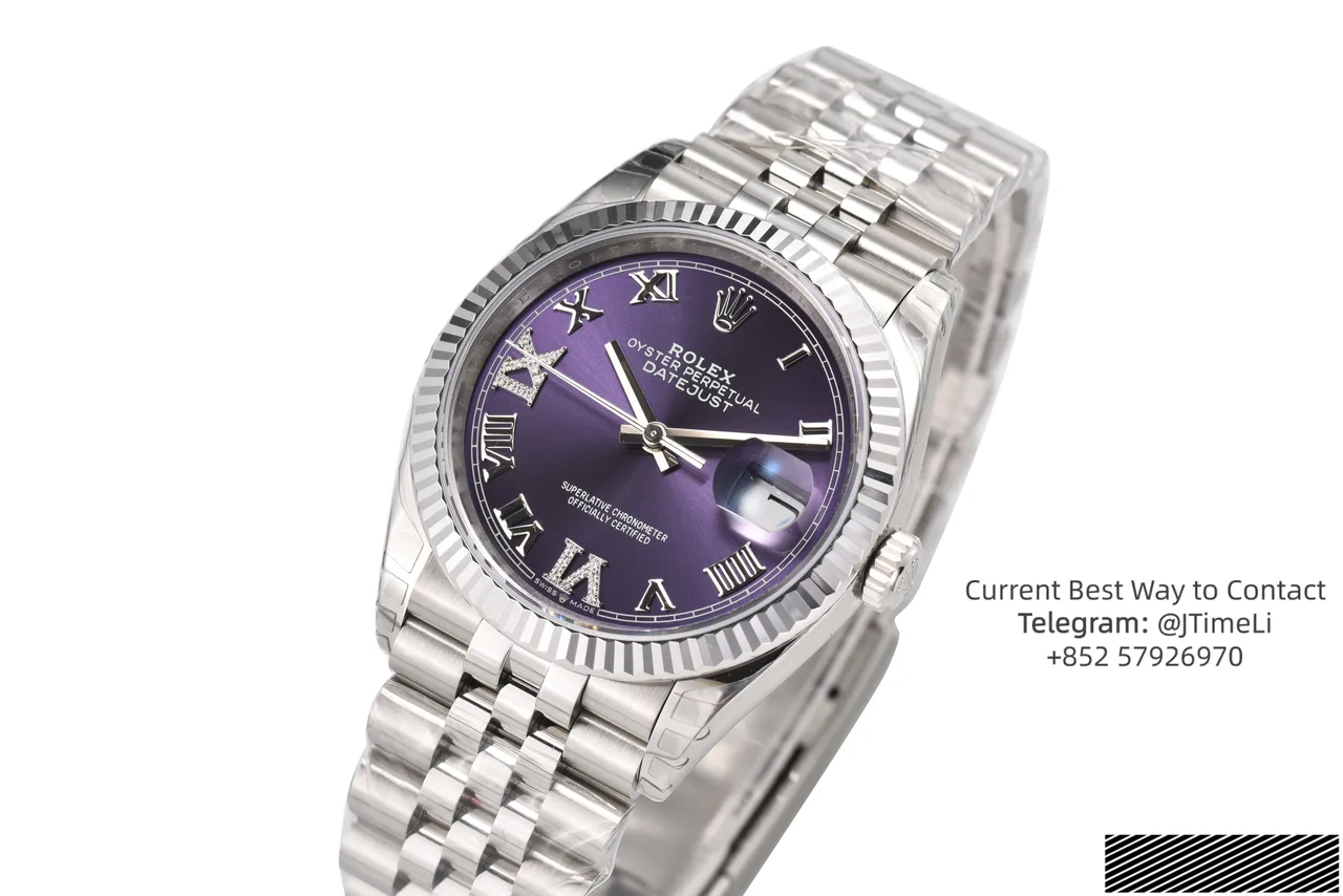 DateJust 36 SS 126234 VSF 1:1 Best Edition 904L Steel Purple Diamonds Roman Dial on Jubilee Bracelet VS3235 V2
