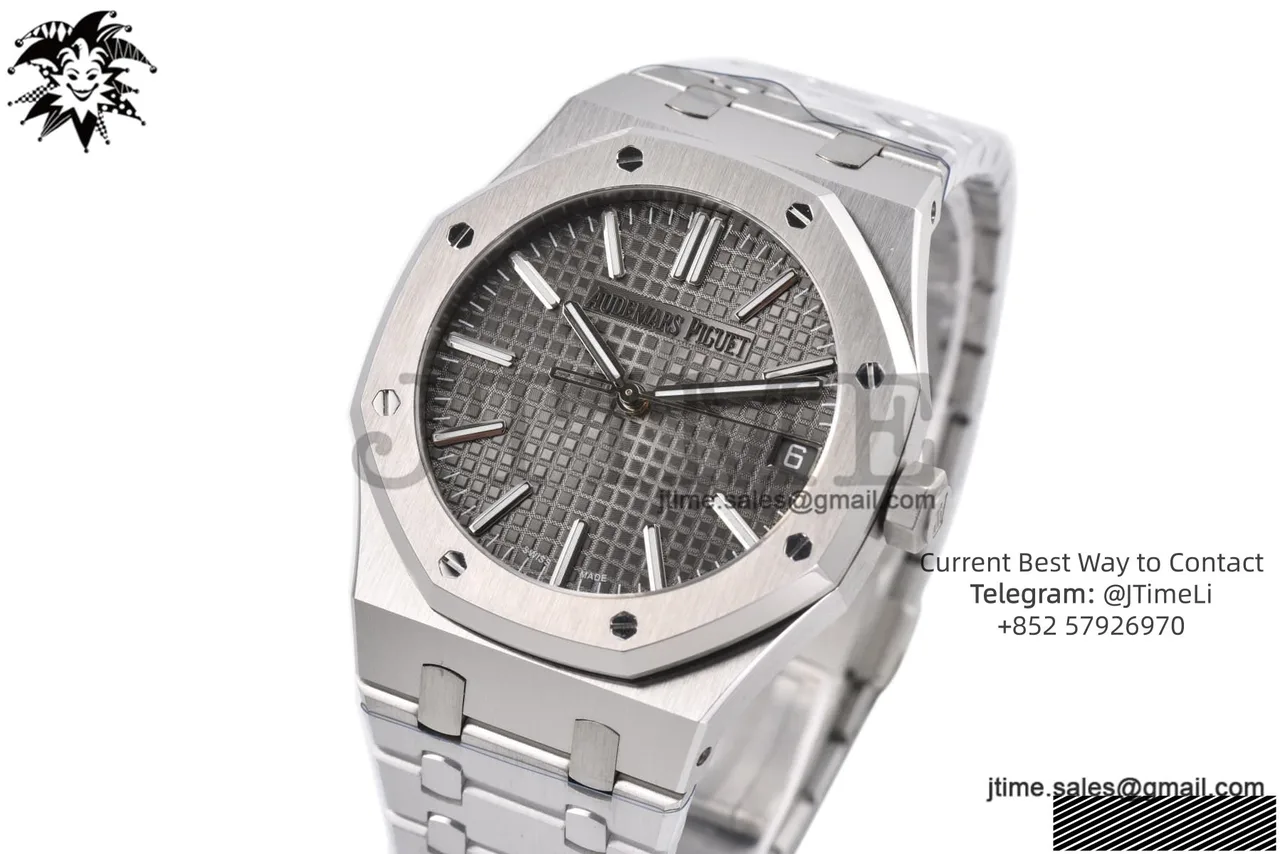 Royal Oak 41mm 15510 SS JF 1:1 Best Edition Gray Dial on SS Bracelet SA4302 Super Clone