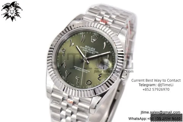 DateJust 41 126334 BPF 1:1 Best Edition 316F Steel Green Dial Arabic Marker on Jubilee Bracelet A2824