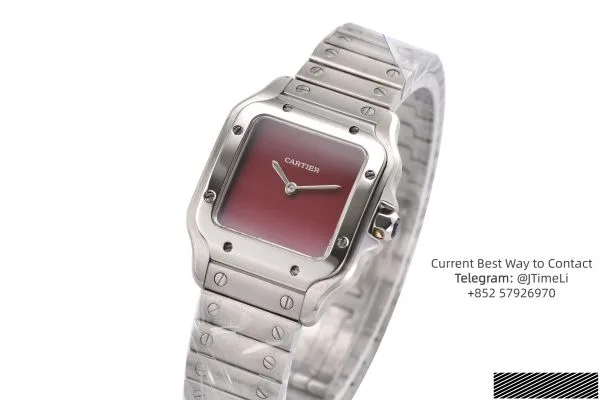 Santos 27mm SS 8848F 1:1 Best Edition Red Dial on SS Bracelet Quartz — photo 23