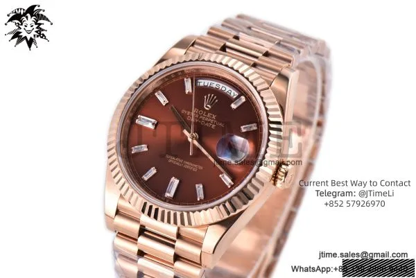Day Date 40 RG 904L Steel GMF 1:1 Best Edition Brown Crystal Dial on RG Bracelet A2836 — photo 35