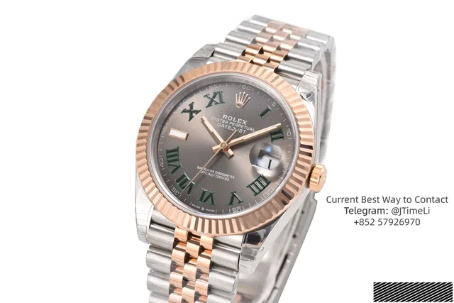 DateJust 41 126331 SS/RG VSF 1:1 Best Edition Gray Dial Green Roman on Jubilee Bracelet VS3235 (Free Sprung)