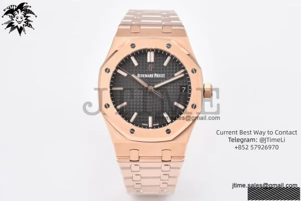 Royal Oak 41mm 15500 RG JF 1:1 Best Edition Black Dial on RG Bracelet SA4302 Super Clone — photo 44