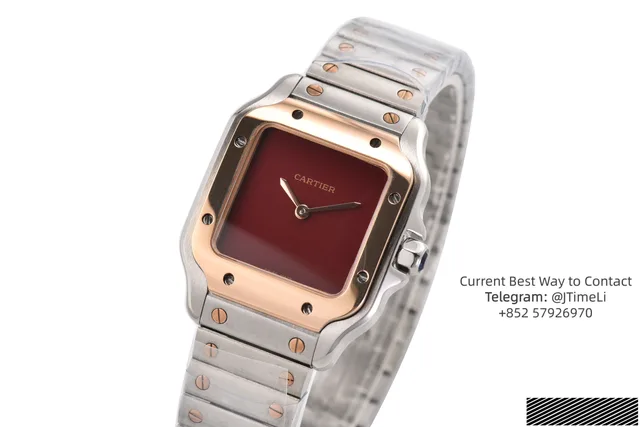 Santos 27mm SS/RG 8848F 1:1 Best Edition Red Dial on SS/RG Bracelet Quartz
