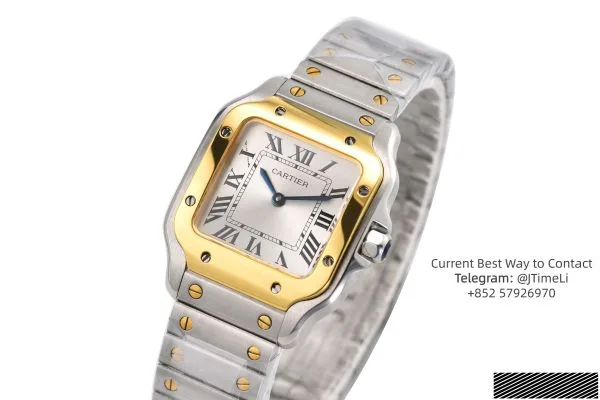 Santos 27mm SS/YG 8848F 1:1 Best Edition Silver Dial on SS/YG Bracelet Quartz — photo 24