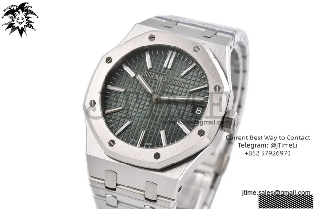 Royal Oak 41mm 15510 SS JF 1:1 Best Edition Green Dial on SS Bracelet SA4302 Super Clone