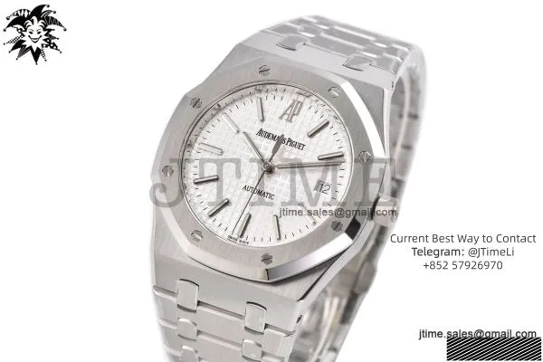 Royal Oak 39mm 15300 SS ZF 1:1 Best Edition White Textured Dial on SS Bracelet SA3120 Super Clone — photo 10