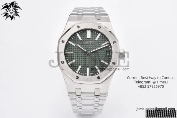 Royal Oak 41mm 15510 SS JF 1:1 Best Edition Green Dial on SS Bracelet SA4302 Super Clone — photo 42
