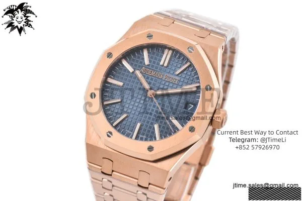 Royal Oak 41mm 15510 RG JF 1:1 Best Edition Blue Dial on RG Bracelet SA4302 Super Clone — photo 42