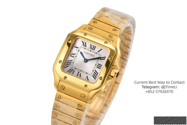 Santos 27mm YG 8848F 1:1 Best Edition Silver Dial on YG Bracelet Quartz — photo 2