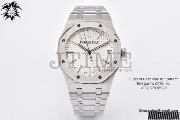 Royal Oak 41mm 15510 SS JF 1:1 Best Edition White Dial on SS Bracelet SA4302 Super Clone — photo 42