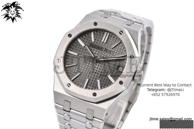 Royal Oak 41mm 15510 SS JF 1:1 Best Edition Gray Dial on SS Bracelet SA4302 Super Clone