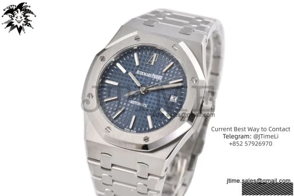 Royal Oak 39mm 15300 SS ZF 1:1 Best Edition Blue Textured Dial on SS Bracelet SA3120 Super Clone — photo 4