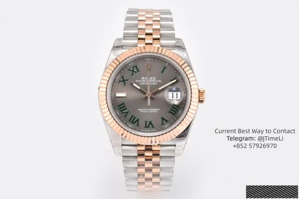 DateJust 41 126331 SS/RG VSF 1:1 Best Edition Gray Dial Green Roman on Jubilee Bracelet VS3235 (Free Sprung) — photo 41